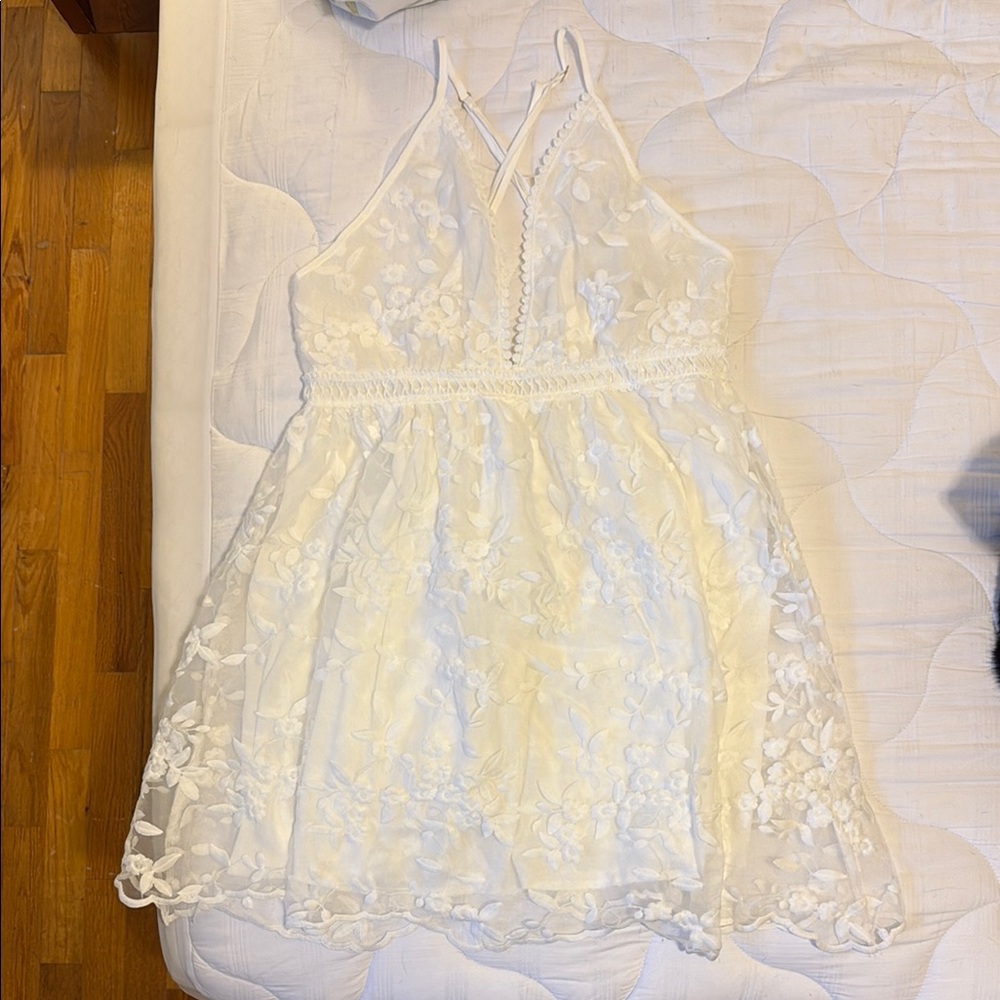 Cream Halter Sleeveless Mini Dress for Brides